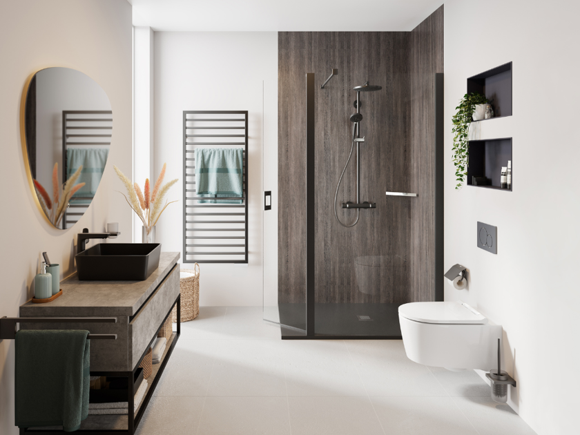 industriele houtlook badkamerstijl