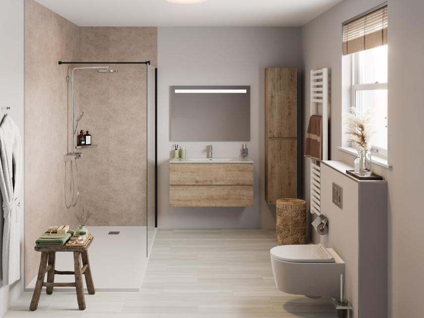 landelijke naturel badkamerstijl