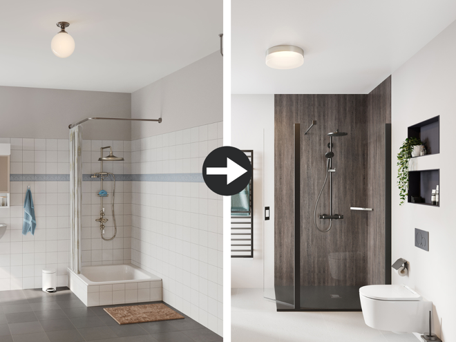 Voor na douche renovatie 1