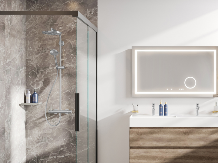 regendouche in badkamer modern marmer